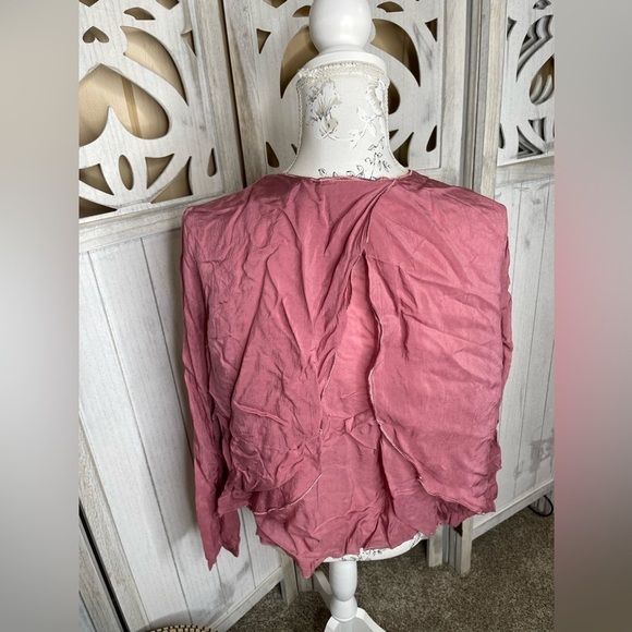 CLICK Color Me Cotton CMC Mauve Layered Flowy Kimono Open Blazer Top Sz Large - Picture 4 of 5